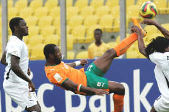 Ghana-Côte d’Ivoire: 1-2 (mi-temps)